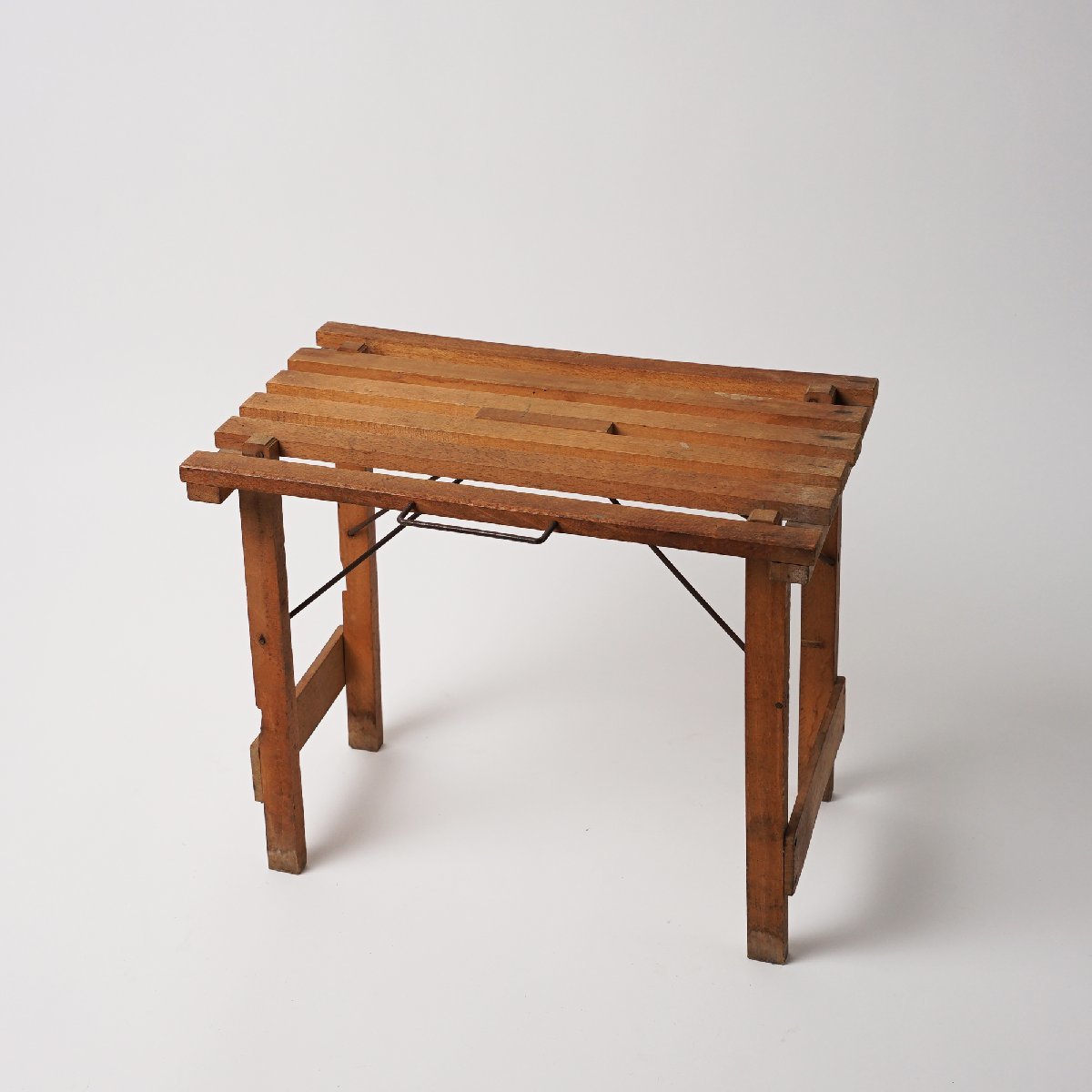 フランス アンティーク フォールディングチェア 木製 折り畳み椅子 スツール ヴィンテージ[B124]古道具 古家具