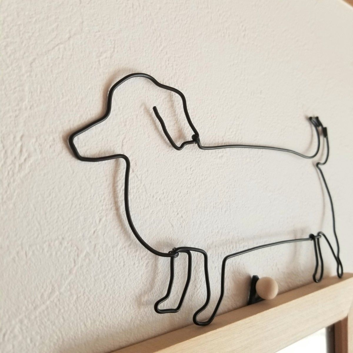 【 ダックスフンド のさんぽ 】 ワイヤーアート 壁飾り 飾り 犬 ワイヤークラフト ウォールデコ インテリア雑貨 かわいい