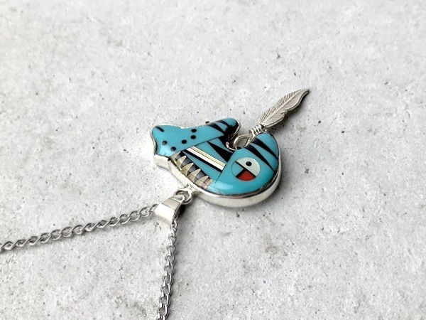  free shipping Vintage zni group in Ray Bear turquoise pendant neitib Indian jewelry necklace .. bear ZUNI STERLING