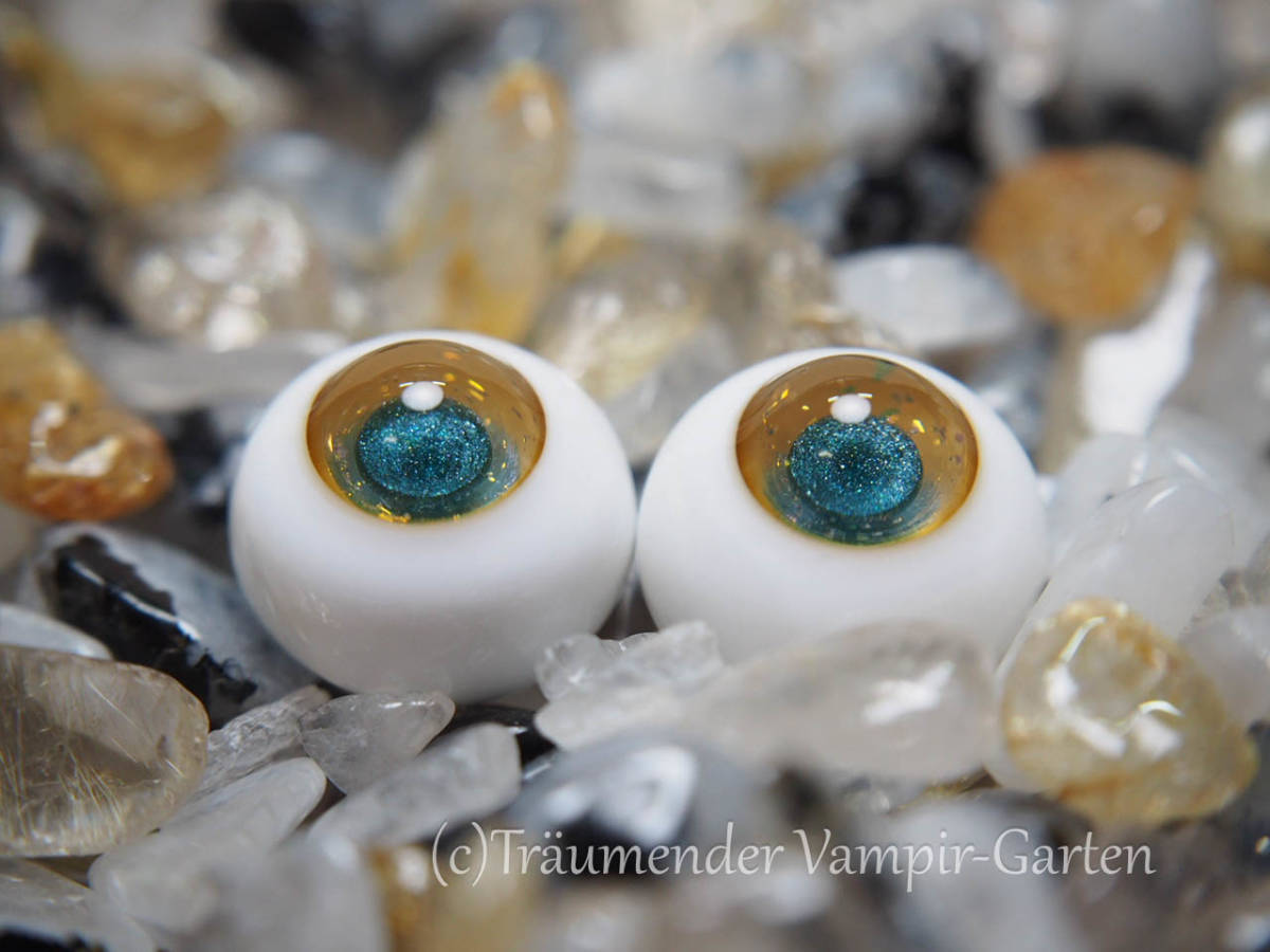 12mm 高品質 グラスアイ A品【Yellow Opal Blue】（管理番号 JE-8）_画像3