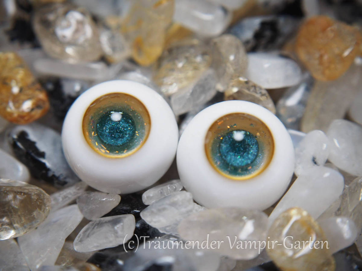 12mm 高品質 グラスアイ A品【Yellow Opal Blue】（管理番号 JE-8）_画像1