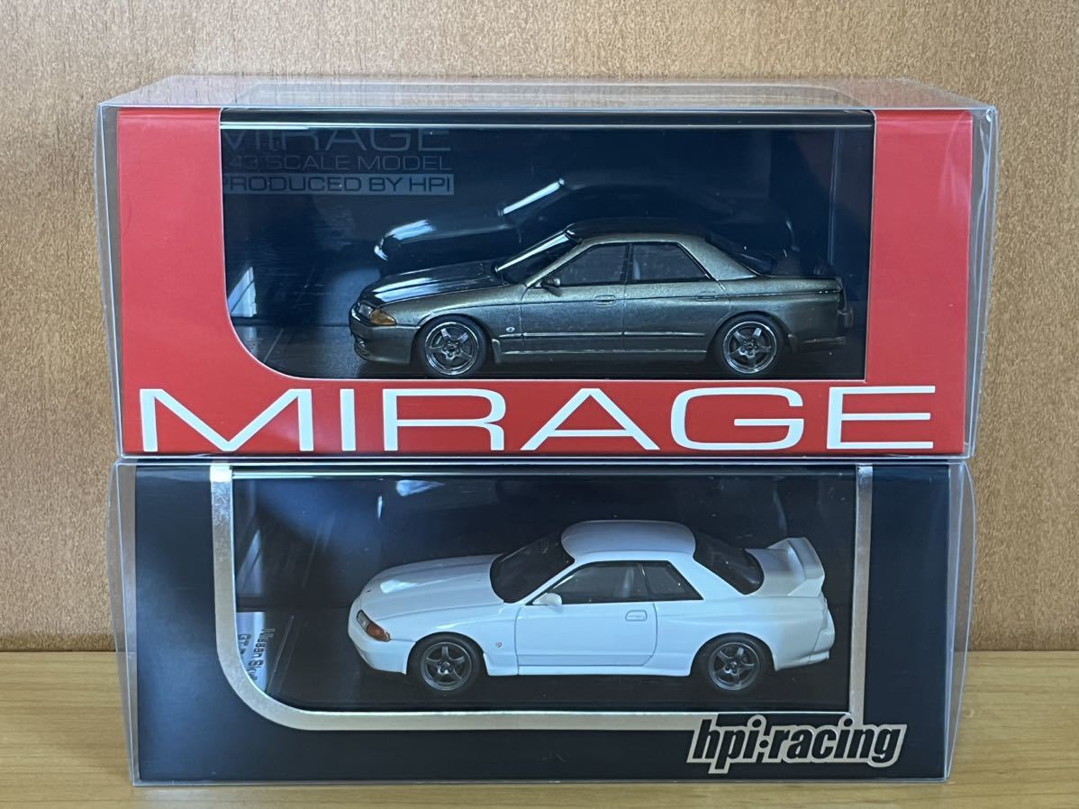 1円スタート！1/43 MIRAGE R32 スカイライン オーテックバージョン& hpi racing R32 スカイラインGT-R（クリスタルホワイト）の画像1
