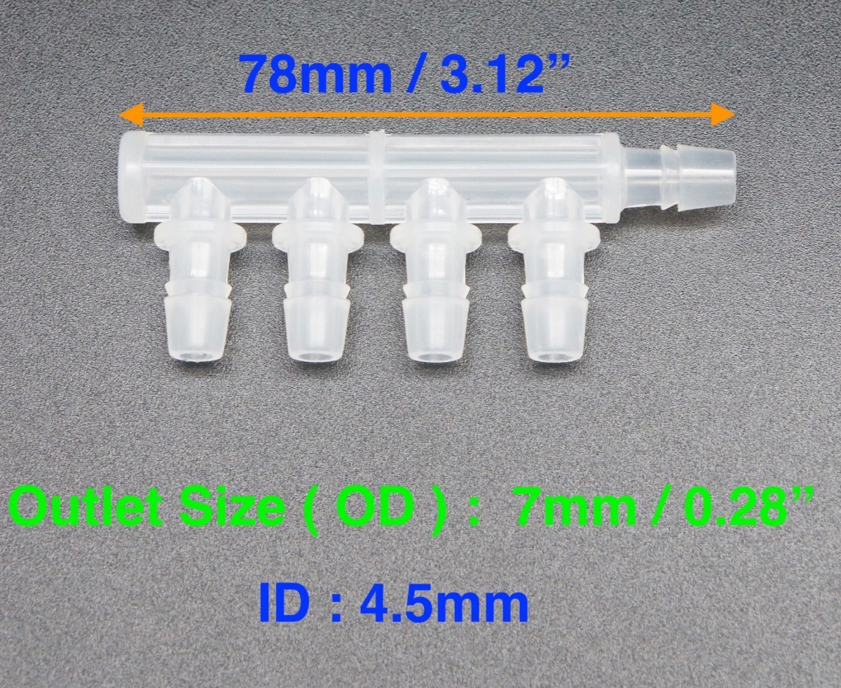 プラスチック製　ホース接続用　F型　5Way　多岐ジョイント　外径7ｍｍ_画像1