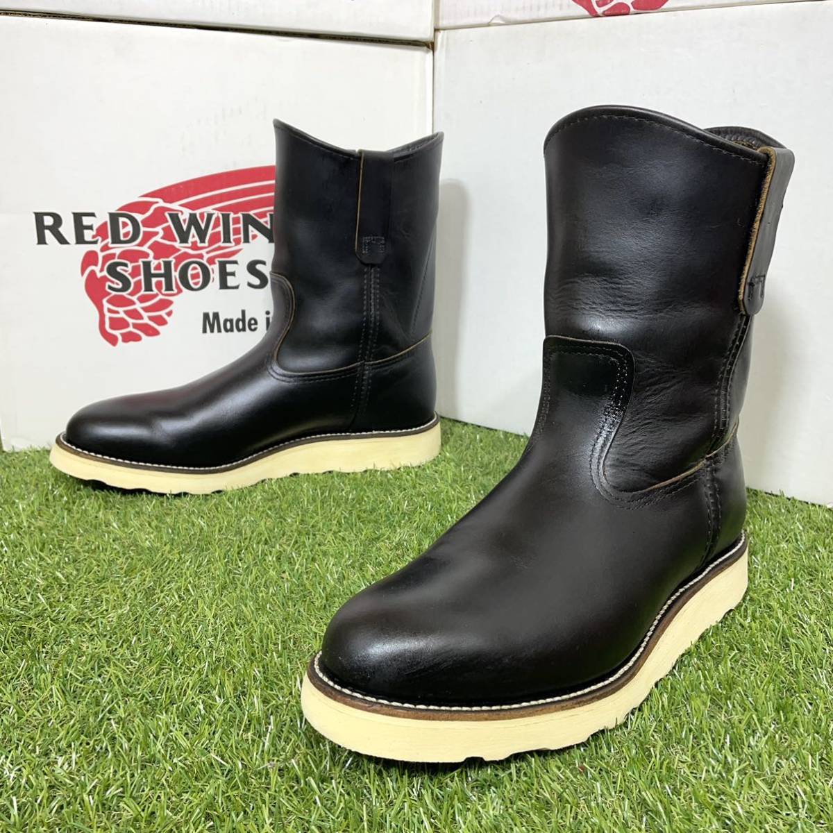 【安心品質059】未使用気味茶芯8169廃盤レッドウイングREDWING8.5ペコスブーツ 