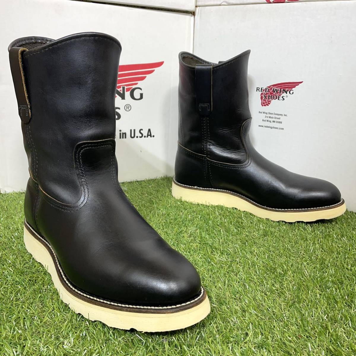 【安心品質059】未使用気味茶芯8169廃盤レッドウイングREDWING8.5ペコスブーツ 