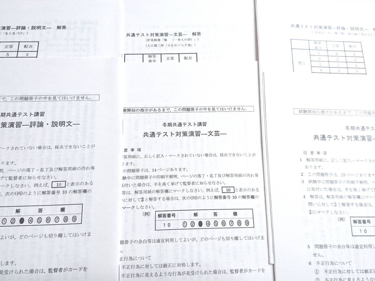 鉄緑会　２０年冬期最新　共通テスト現代文演習全セット　上位クラス　東大　医学部　河合塾　駿台　京大　共通テスト　SEG