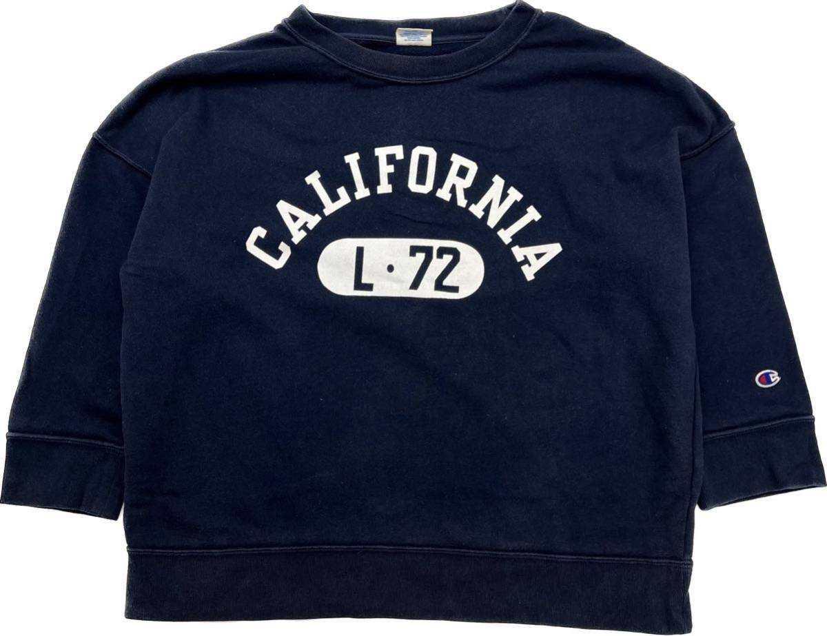 Champion * California 7 минут длина дизайн тренировочный тонкий футболка темно-синий L American Casual женщина Street популярный Champion #S1806