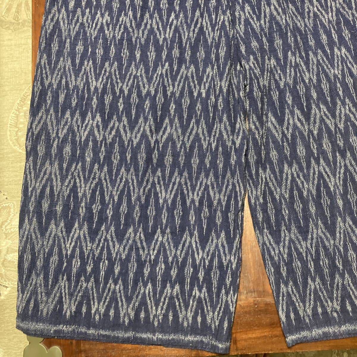 純正廉価 WT-AI-04 生成り*藍染めのストライプ柄*5m 手紡手織り - 素材