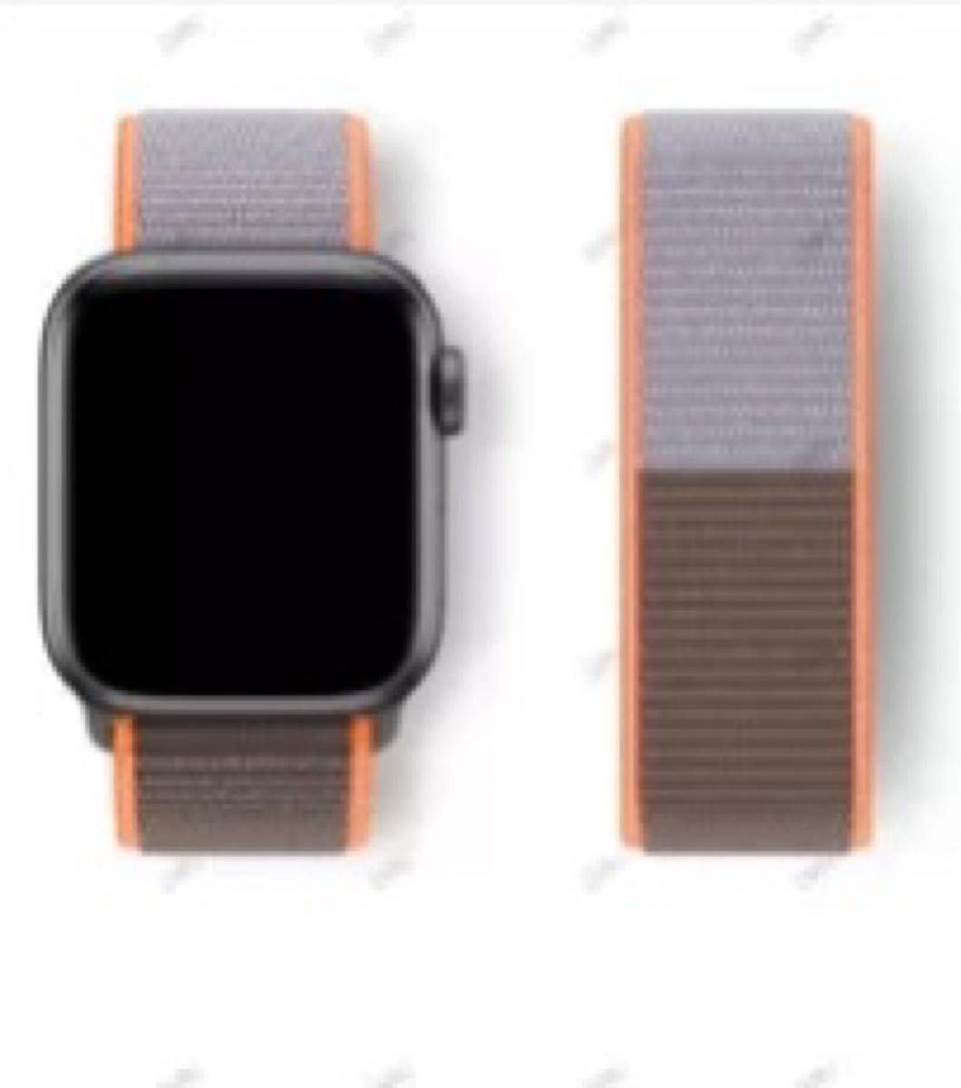 ■3連休限定価格■   Apple Watch Smart Watchナイロンベルトダークブラウン×オレンジ
