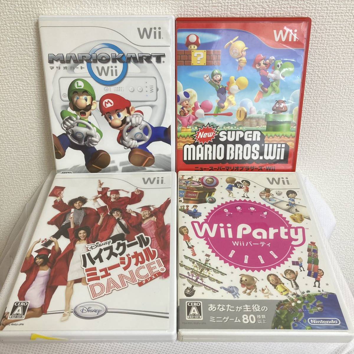Wii ウィー 同梱版 ソフト4本 アクション　レース　ダンス まとめ Wiiパーティ マリオカート ハイスクール・ミュージカル DANCE