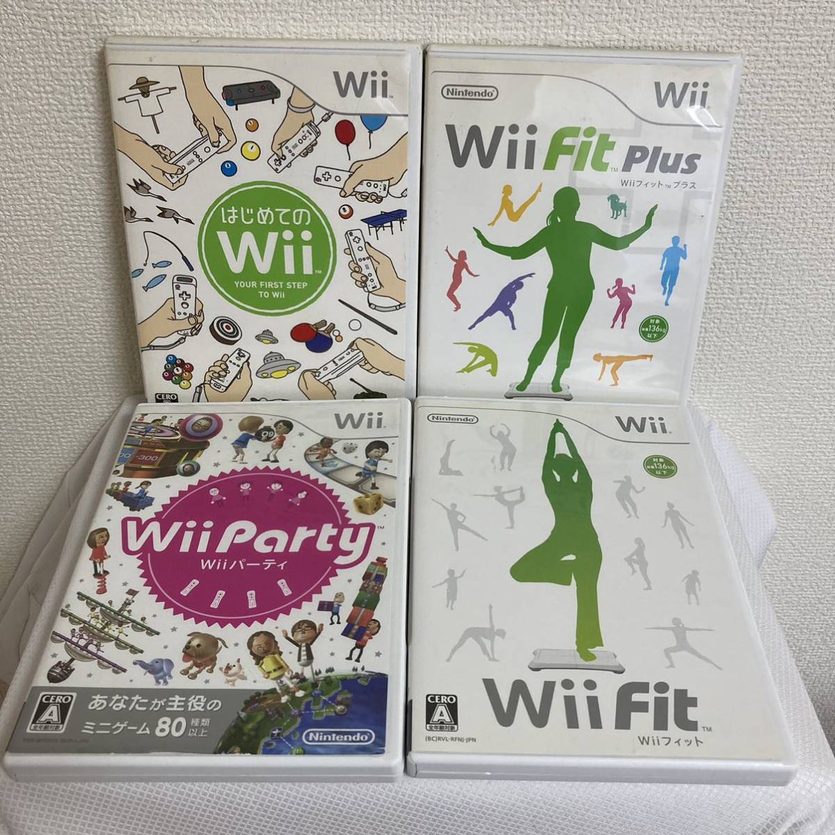 Wii 同梱版 ソフト4本 まとめ セットスポーツ　フィットネス 中古 Wii Fit Plus はじめてのWII Wii Party Wiiパーティ_画像1