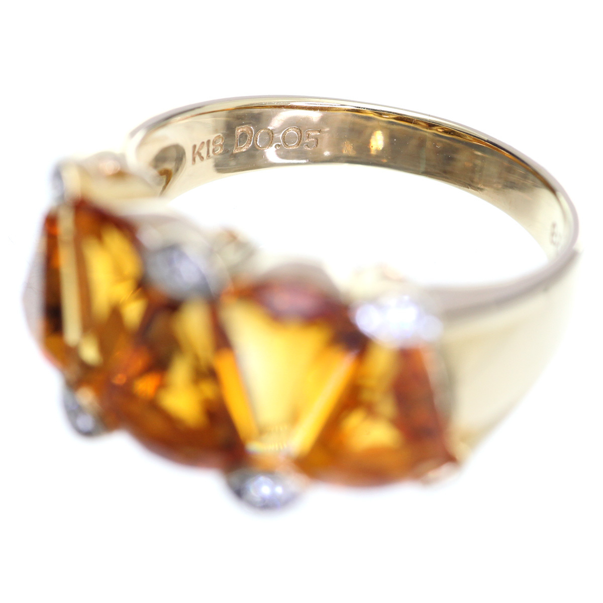 特売 K18シトリンリングD付 6.4g 15号 4.28ct0.05ct その他