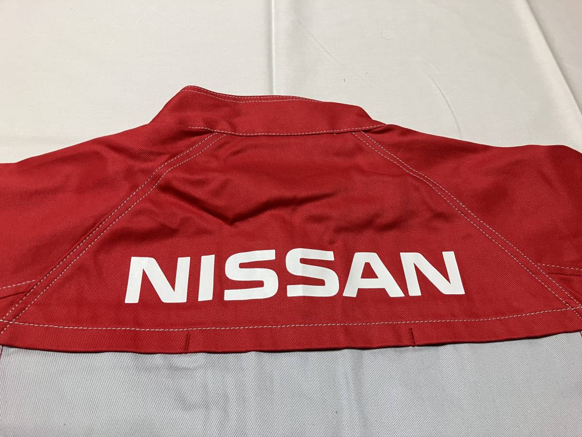 NISSAN 日産 プリント入り長袖ツナギ オールイン 赤/灰 2L 未使用品の画像9