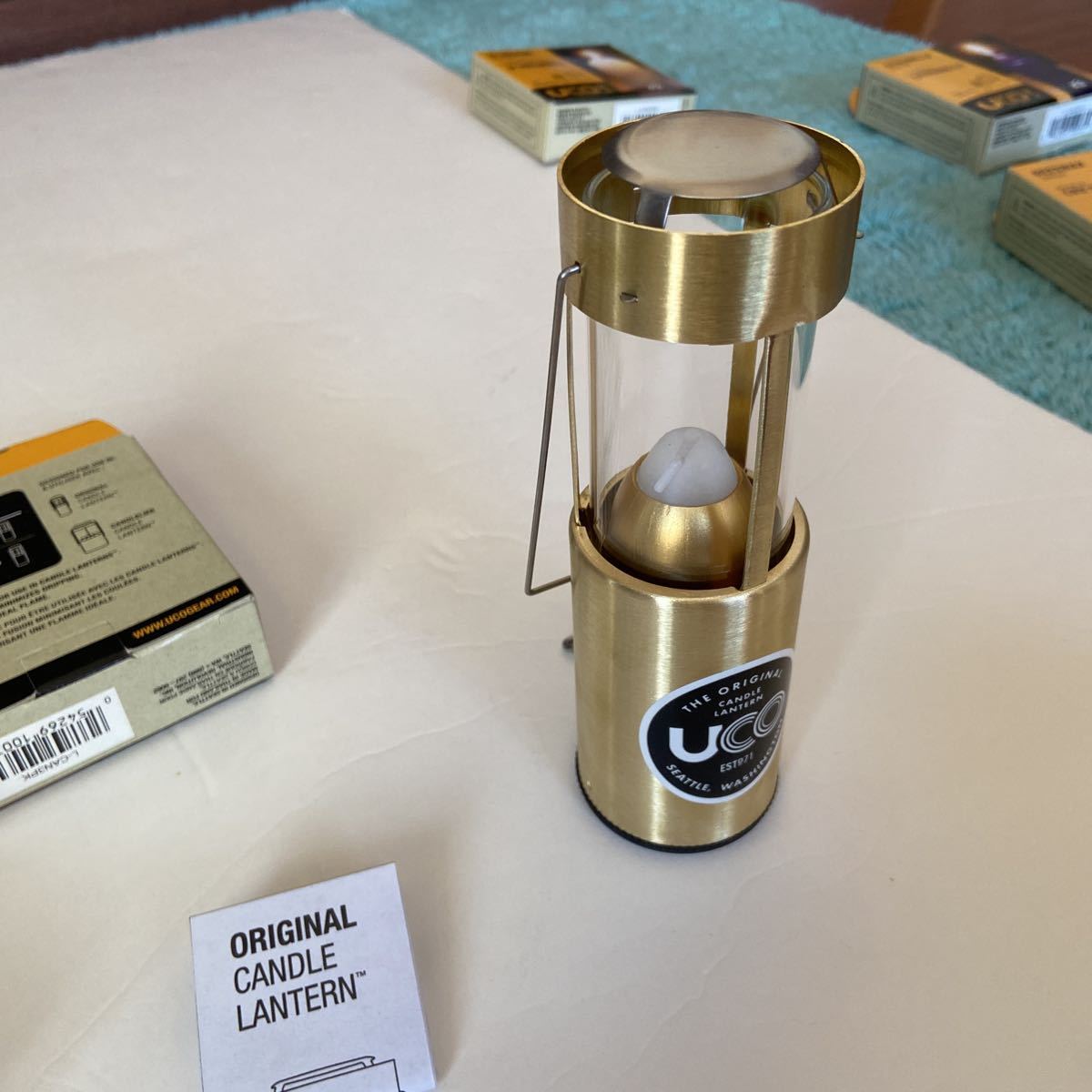 UCO candle lantern brass preliminary 3ps.@ low sok attaching glass. preliminary attaching new goods unused 