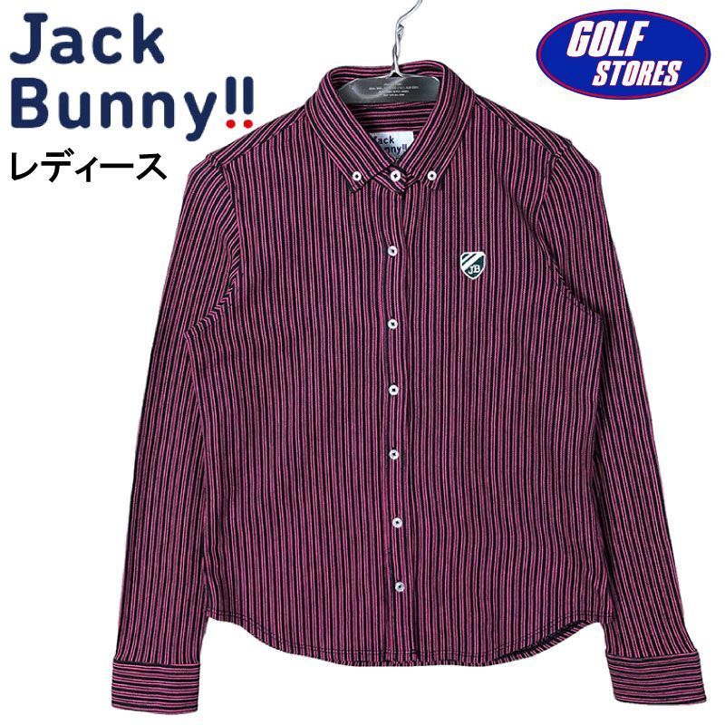 JACK BUNNY ジャックバニー 長袖シャツ ボタンダウン ストライプ柄 パープル 0 レディース NP-7370-G07_画像1