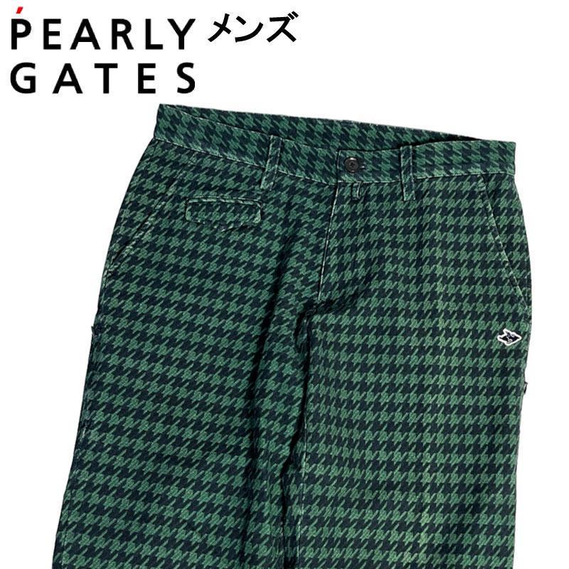 PEARLY GATES パーリーゲイツ ストレッチパンツ 千鳥柄 グリーン 4_画像1