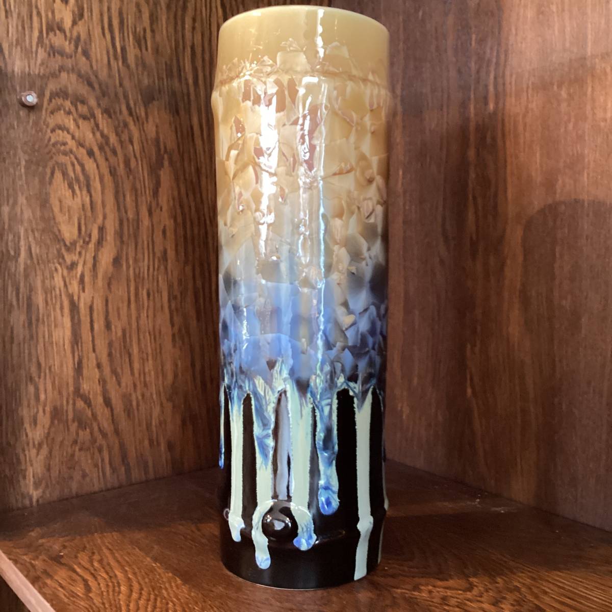 結晶釉彩　花瓶　展示品　未使用