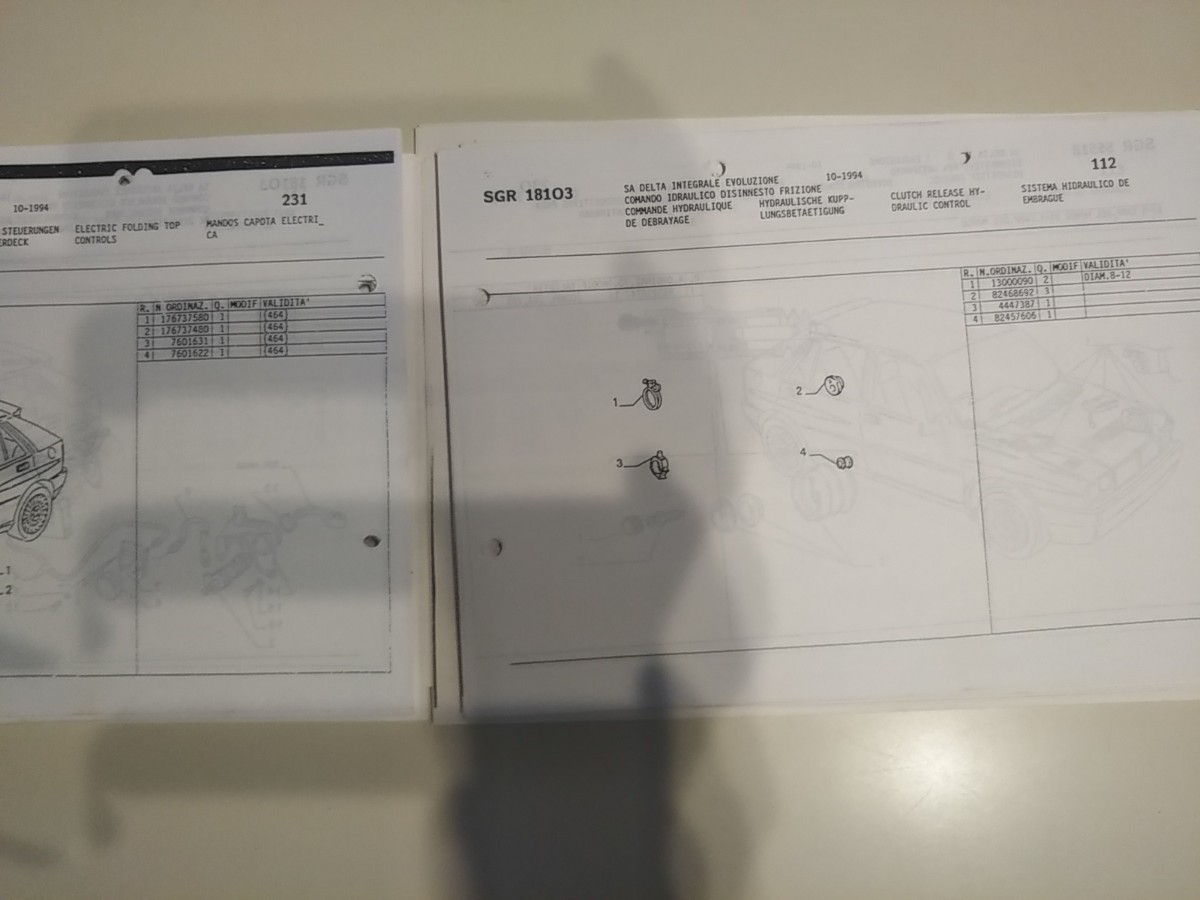  Lancia Delta parts list Fiat Ferrari Maserati Auto Bianchi 