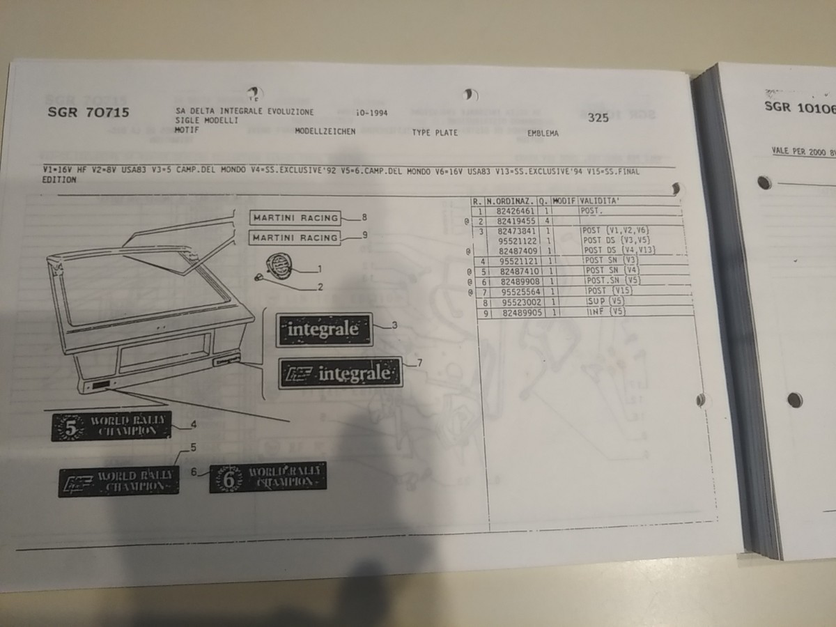  Lancia Delta parts list Fiat Ferrari Maserati Auto Bianchi 