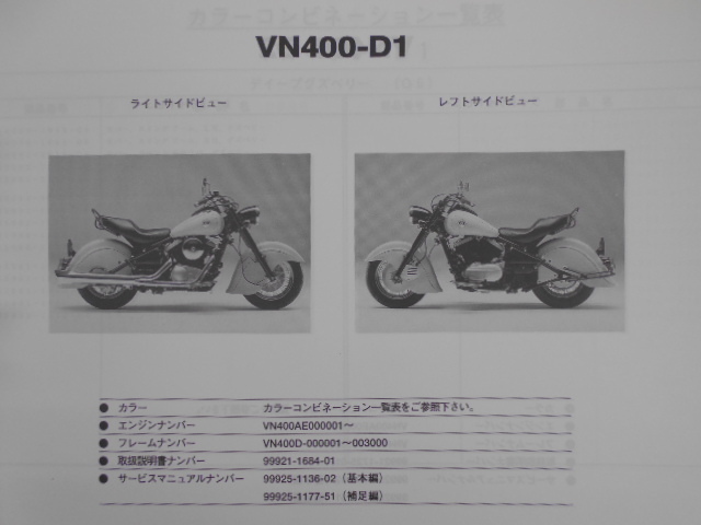カワサキ　パーツカタログ　VULCAN　DRIFTER(バルカン　ドリフター)　VN400-D1/D2_画像3