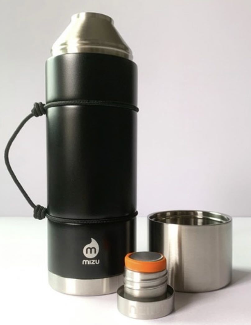 Mizu D10 Black 980ml (1L)ミズ ボトル 蓋付き 真空2層構造 保温 保冷 ブラック 水筒 魔法瓶_画像2