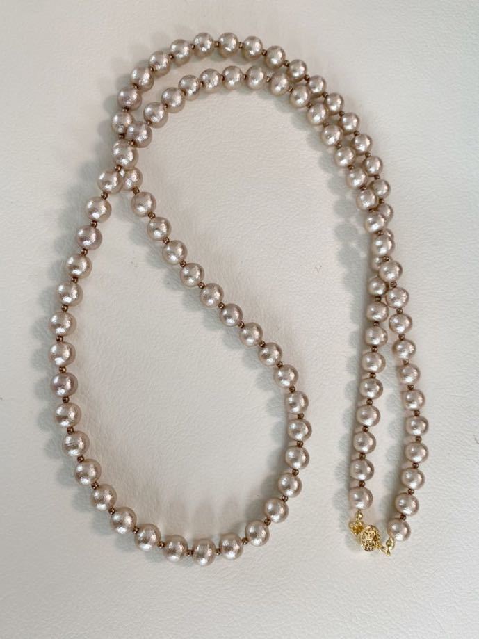 ! cotton pearl long necklace 8mm 90cm/ beige 