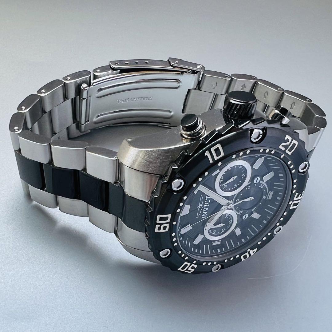 インビクタ INVICTA プロダイバー 腕時計 メンズ クォーツ 電池式 ベルト ブラック シルバー ケース直径48mm クロノグラフ 防水機能 