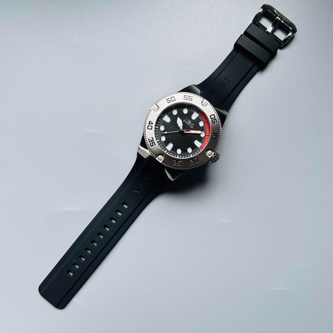 インビクタ INVICTA 腕時計 新品 プロダイバー メンズ 電池式 ブラックバンド 黒 ケース直径52mm クォーツ おしゃれ ゴムバンド シルバー_画像8