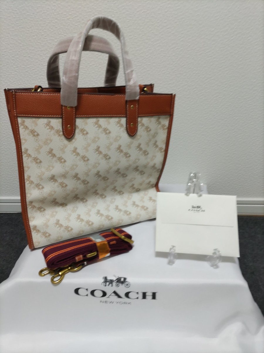 COACH コーチ トートバッグ フィールドホース 馬 キャリッジ ホワイト-