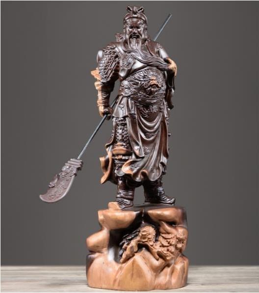 極上品木彫仏像精密細工関羽像精密彫刻極上品黒檀木仏師で仕上げ品武