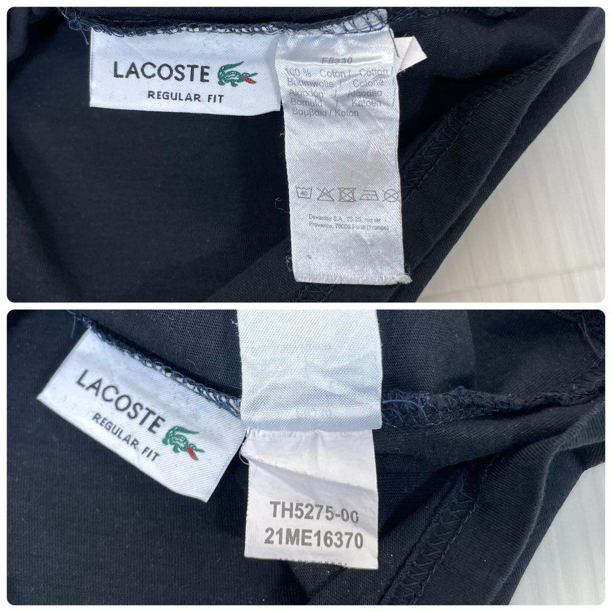 【人気カラー】【希少サイズ】LACOSTE ラコステ ワンポイント ワニ 半袖Tシャツ サイズ6 ブラック 黒 US表記XL【フレンチブランド】古着_画像10