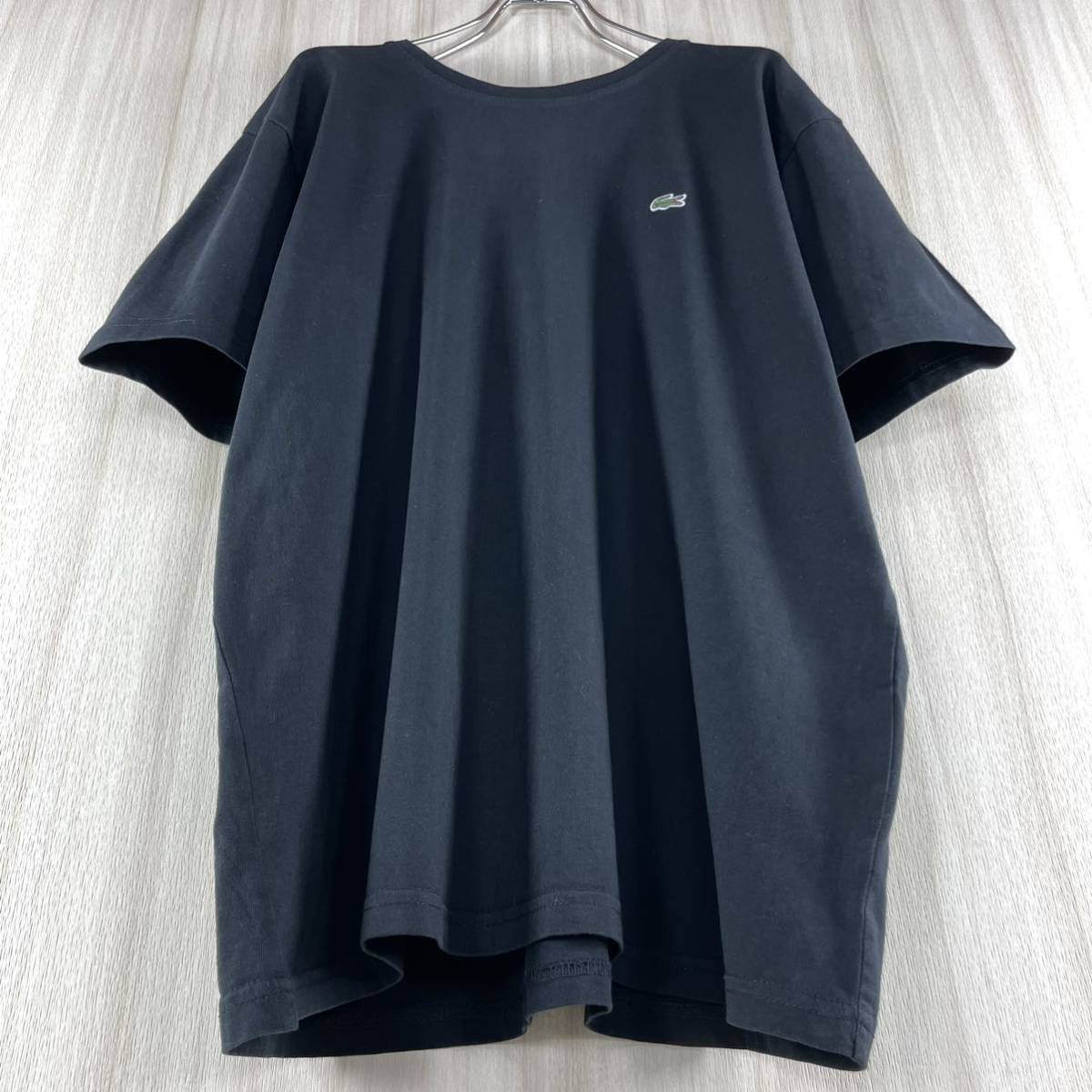 【人気カラー】【希少サイズ】LACOSTE ラコステ ワンポイント ワニ 半袖Tシャツ サイズ6 ブラック 黒 US表記XL【フレンチブランド】古着_画像4