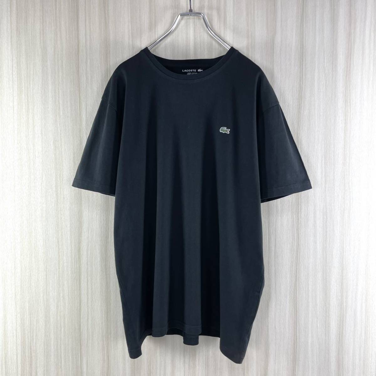 【人気カラー】【希少サイズ】LACOSTE ラコステ ワンポイント ワニ 半袖Tシャツ サイズ6 ブラック 黒 US表記XL【フレンチブランド】古着_画像2