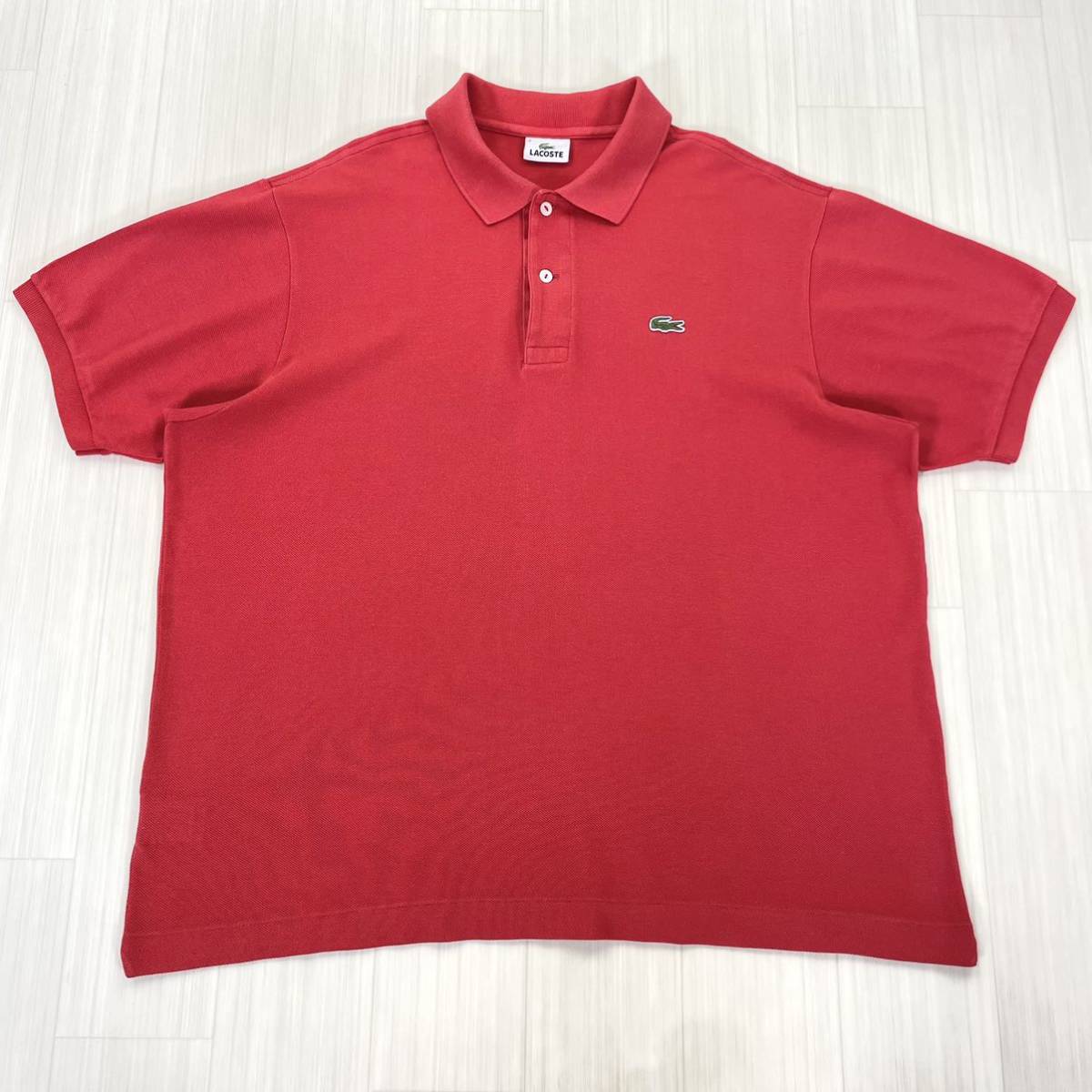 【王道ブランド】LACOSTE ラコステ ワニ 鹿の子 半袖ポロシャツ サイズ6 赤みがかったピンク ピンク系 XL相当 フレンチブランド 古着