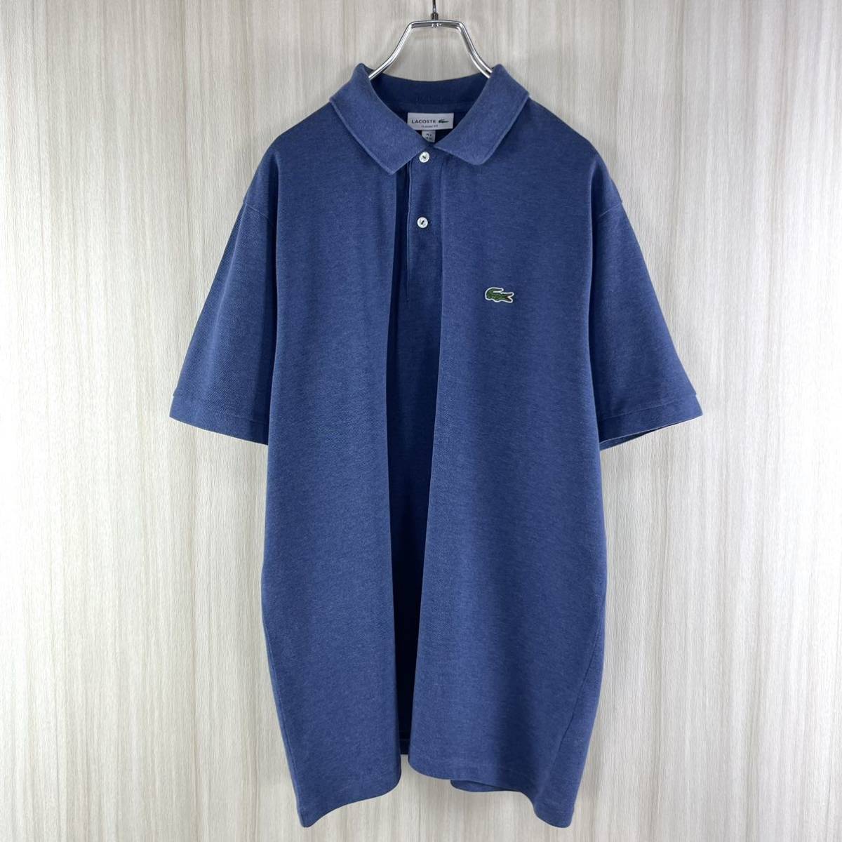 【入手困難】【希少カラー】【クラッシックフィット】LACOSTE ラコステ ワニ 半袖ポロシャツ サイズ6 杢カラー くすみブルー XL相当 古着