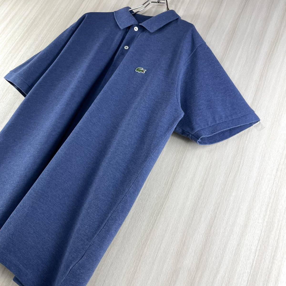 【入手困難】【希少カラー】【クラッシックフィット】LACOSTE ラコステ ワニ 半袖ポロシャツ サイズ6 杢カラー くすみブルー XL相当 古着