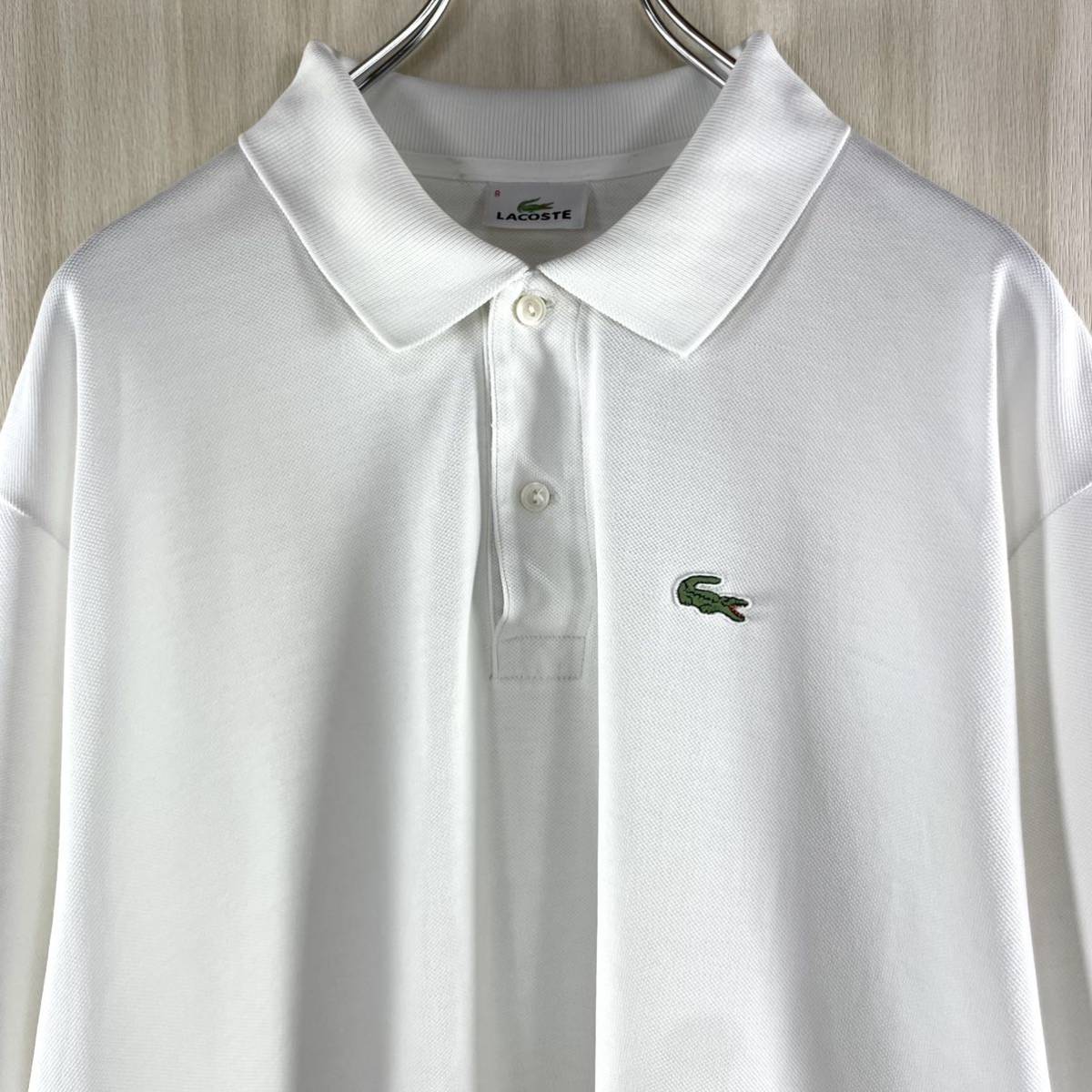 【入手困難】【ビッグサイズ】【白ラコ】LACOSTE ラコステ ワニ 鹿の子 半袖ポロシャツ サイズ8 ホワイト 白 3XL フレンチブランド 古着_画像6