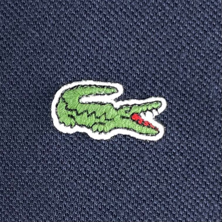 【王道ブランド】【クラシカルスタイル】【人気カラー】LACOSTE ラコステ ワニ 鹿の子 半袖ポロシャツ サイズ5 ネイビー 紺 L相当 古着