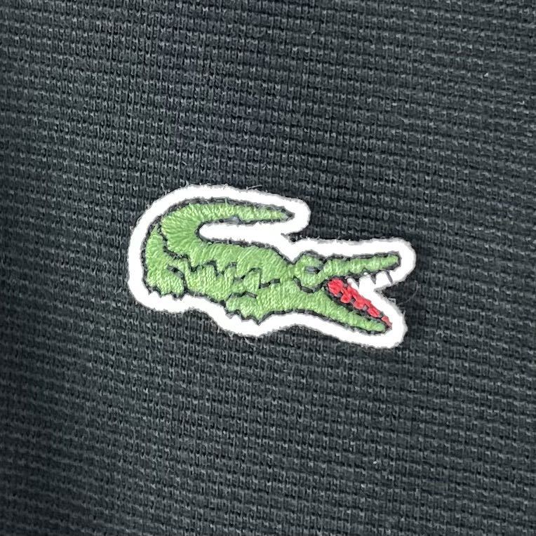 【人気カラー】LACOSTE ラコステ スポーツ ワニ ロゴボタン サイドスリット 半袖ポロシャツ サイズ4 ブラック 黒 フレンチブランド 古着