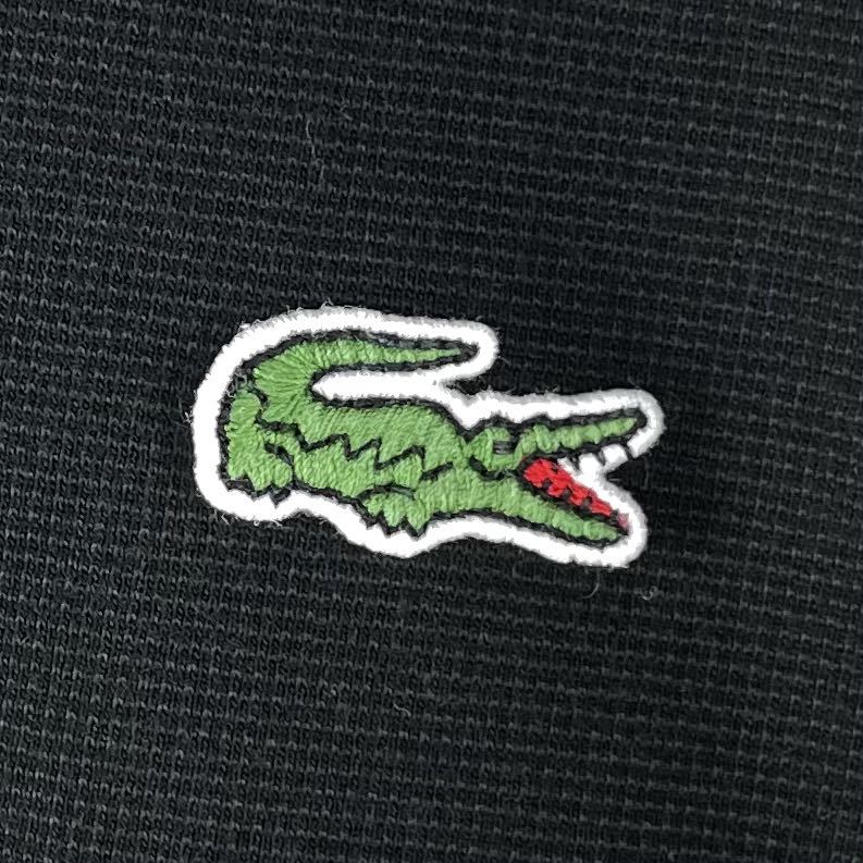 【人気カラー】【フレンチブランド】LACOSTE ラコステ スポーツ ワニ ロゴボタン 半袖ポロシャツ サイズ6 ブラック 黒 US表記XL 古着