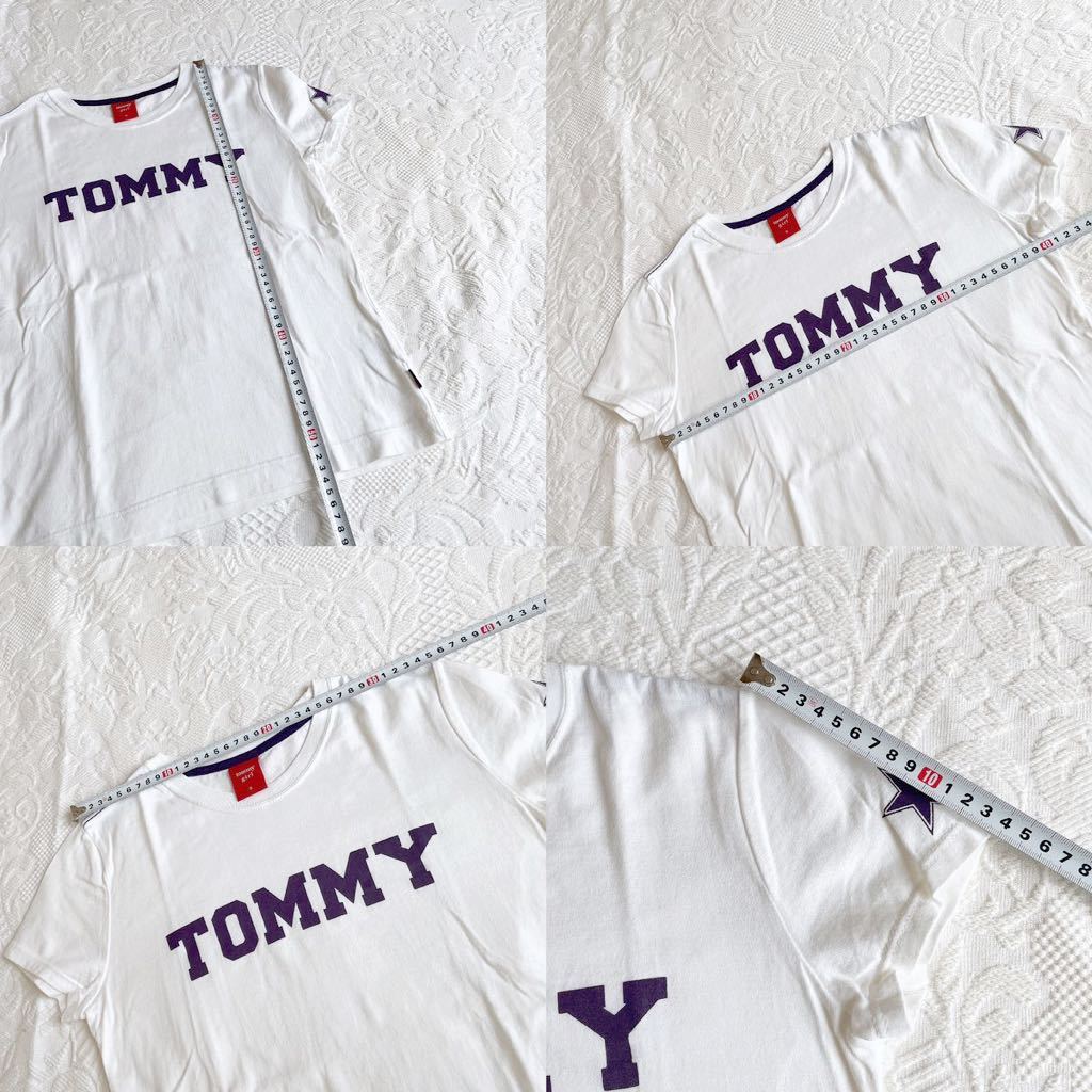 TOMMY GIRLトミーヒルフィガージャパン トミーガール レディースSサイズ ロゴ半袖Tシャツ カットソートップス白ホワイト紫レディース_画像3