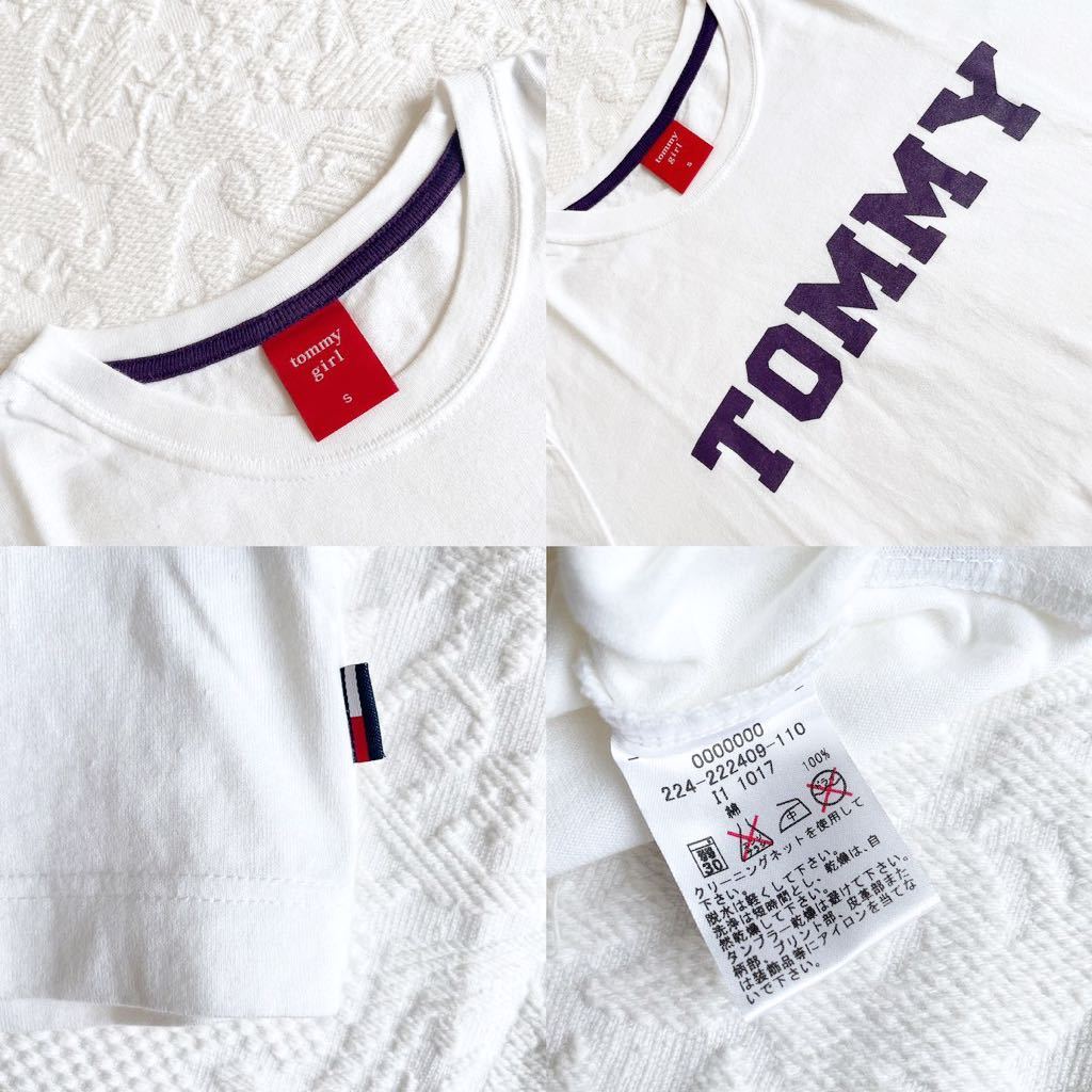 TOMMY GIRLトミーヒルフィガージャパン トミーガール レディースSサイズ ロゴ半袖Tシャツ カットソートップス白ホワイト紫レディースの画像2