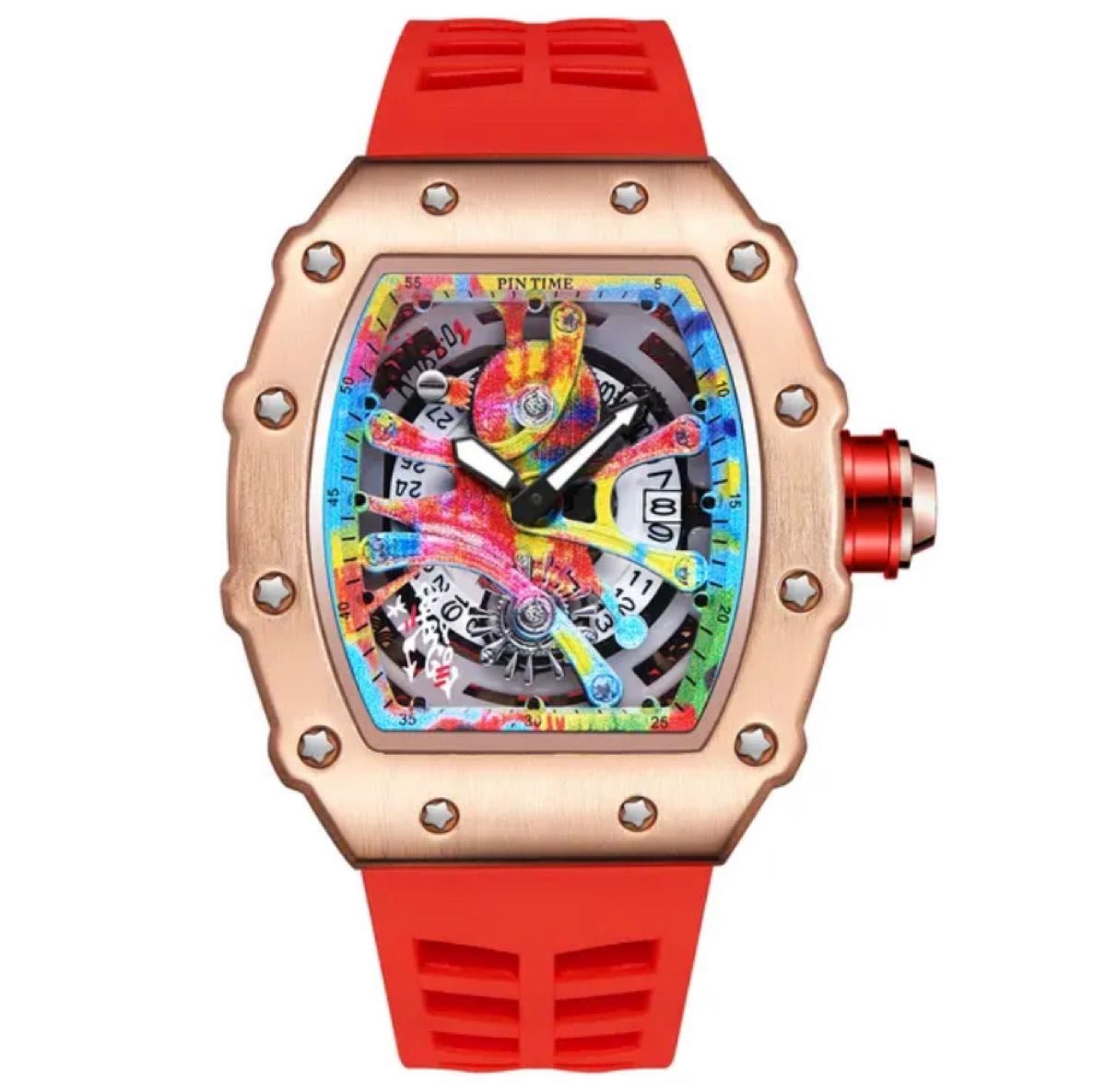 【日本未発売 アメリカ価格20,000円】PINTIME トゥールビヨンオマージュ メンズ腕時計 高級腕時計