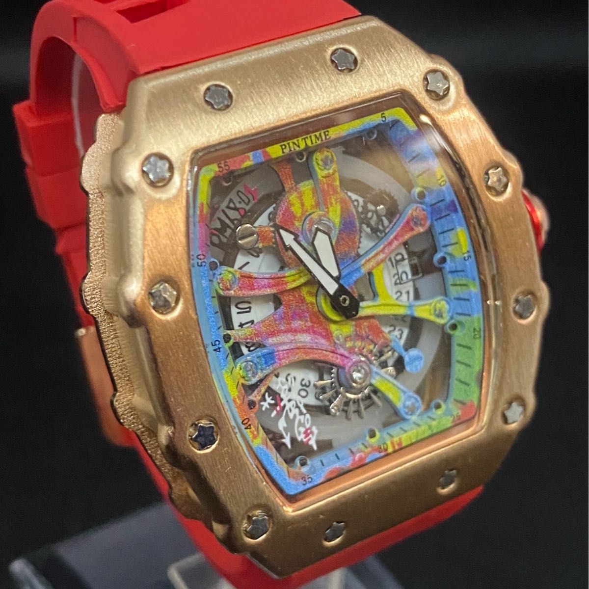 【日本未発売 アメリカ価格20,000円】PINTIME リシャールミル トゥールビヨンオマージュ メンズ腕時計 高級腕時計