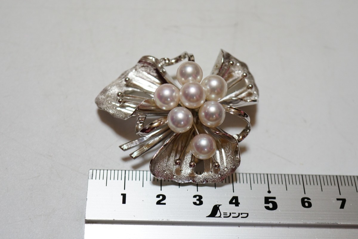アコヤパール 本真珠ブローチ 帯留 silver刻印あり - ブローチ