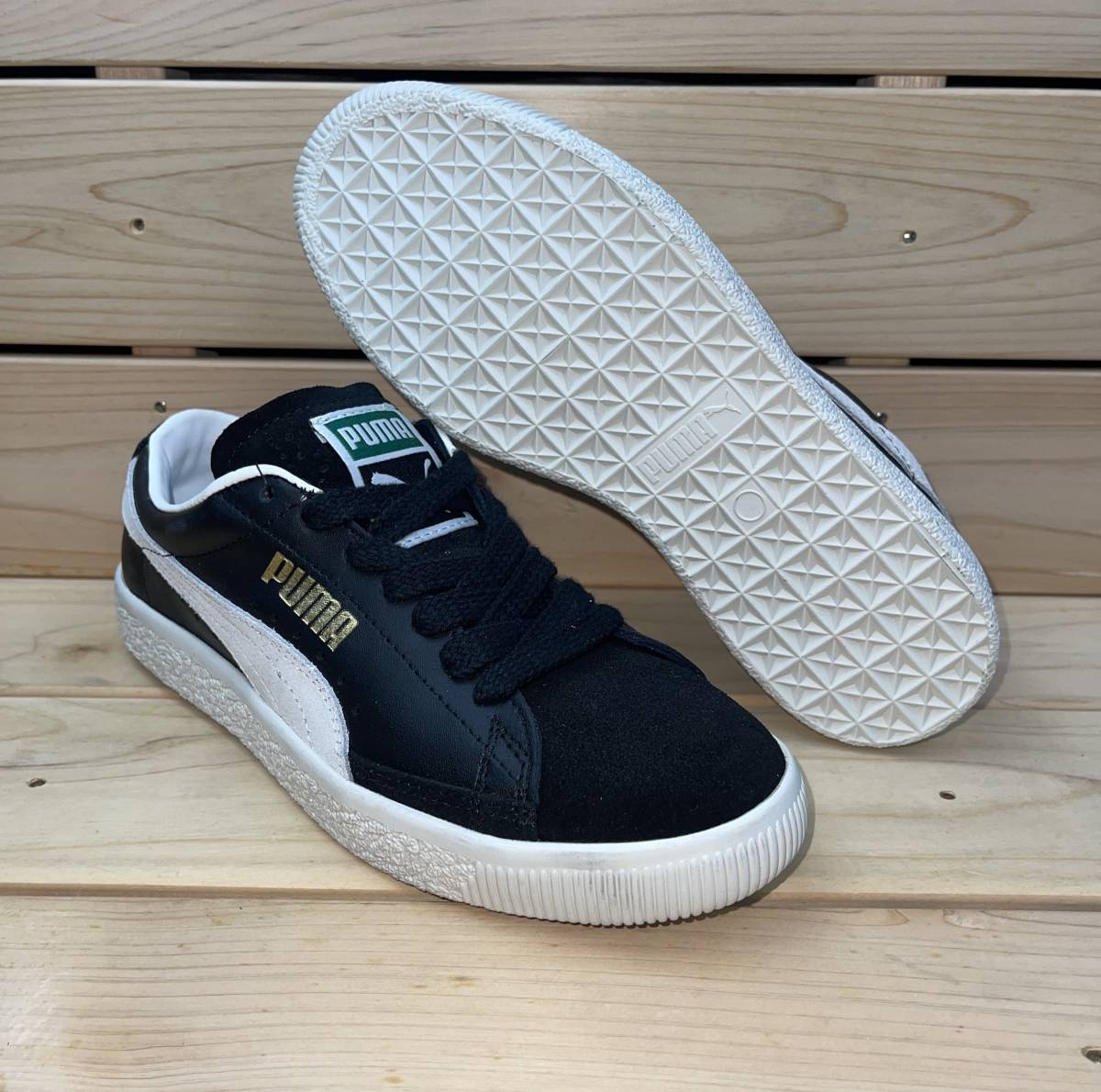  Puma 22.5cm корзина Vintage включая налог обычная цена 11000 иен черный белый PUMA BASKET VTG женский спортивные туфли кожа натуральный кожа 