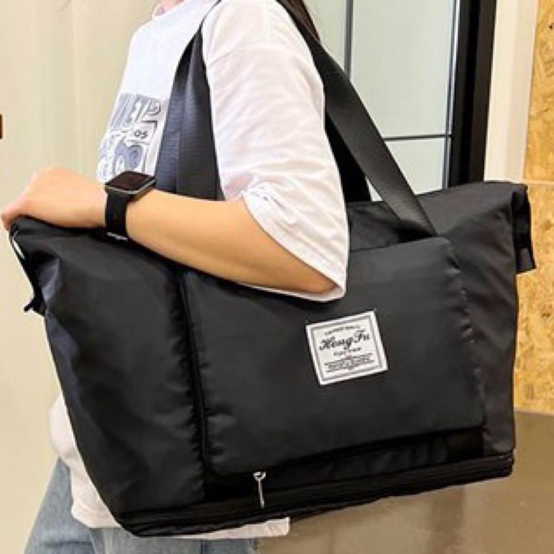 黒】折り畳み トラベルバッグ キャリーオンバッグ トートバッグ ボストンバッグ ALLMIRA キャリーオンバッグ 折りたたみ ボストンバッグ 折畳み 大容量 旅行バッグ スポーツバッグ ダッフルバッグ トラベルバッグ