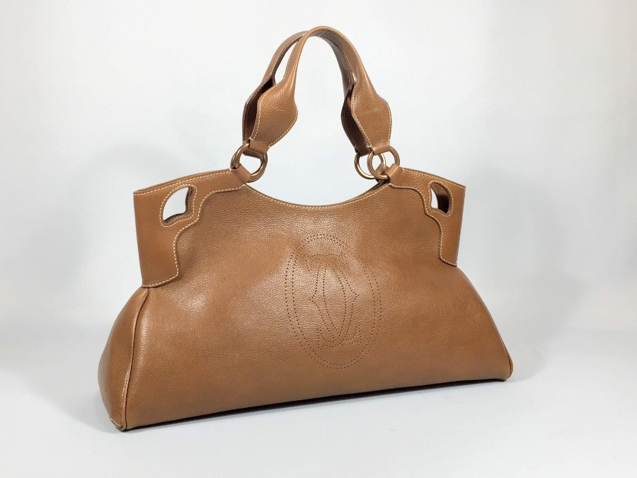 カルティエ ハンドバッグ マルチェロ レザー ブラウン 【極美品 使用