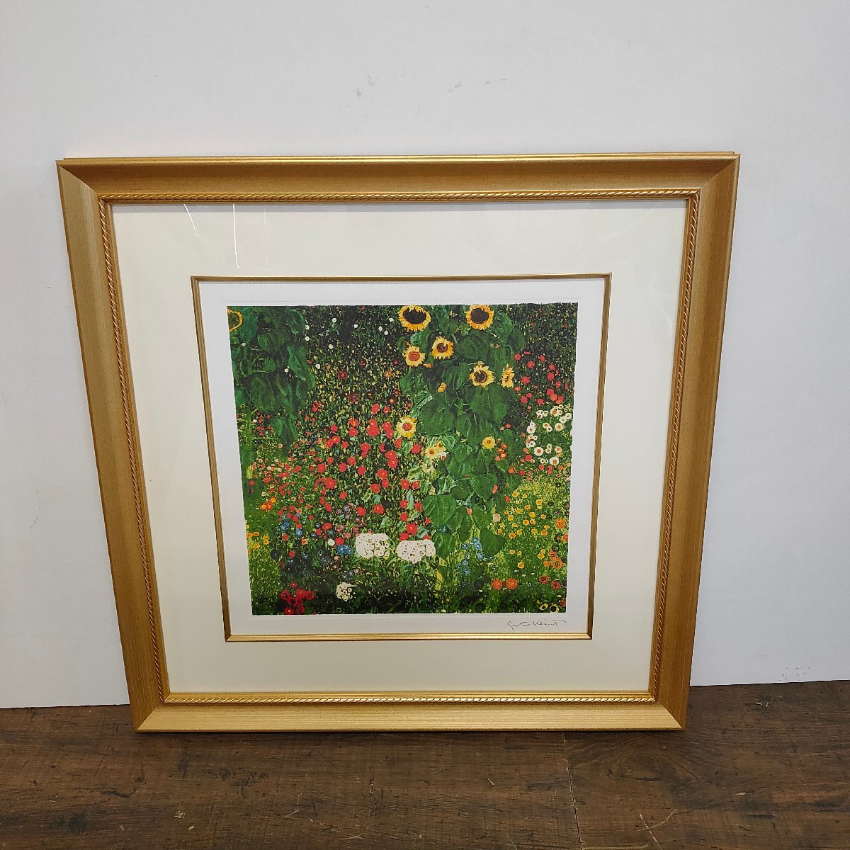 クリムト ヒマワリ咲く農家の庭 複製画 縦約46.8cm×横約46.8cm　A29/SR5
