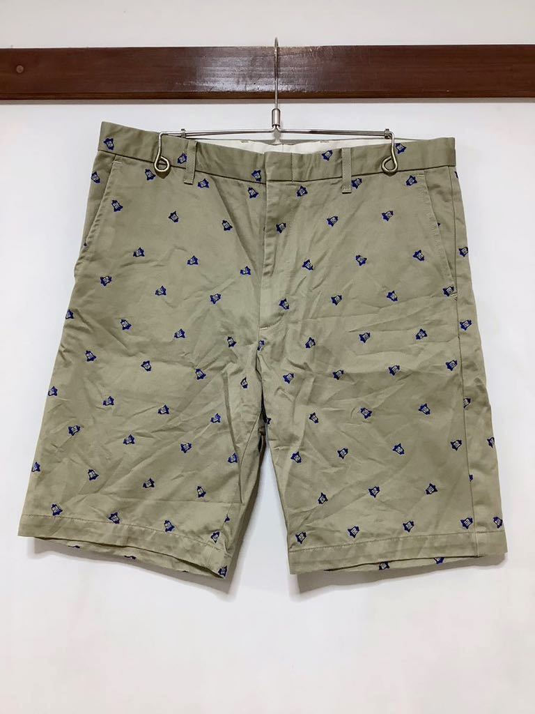 O-1020 Wrangler SLACKS ラングラー W6666 BLUE BELL 総柄刺繍 ハーフパンツ W34 カーキ ショートパンツ 半パンの画像1